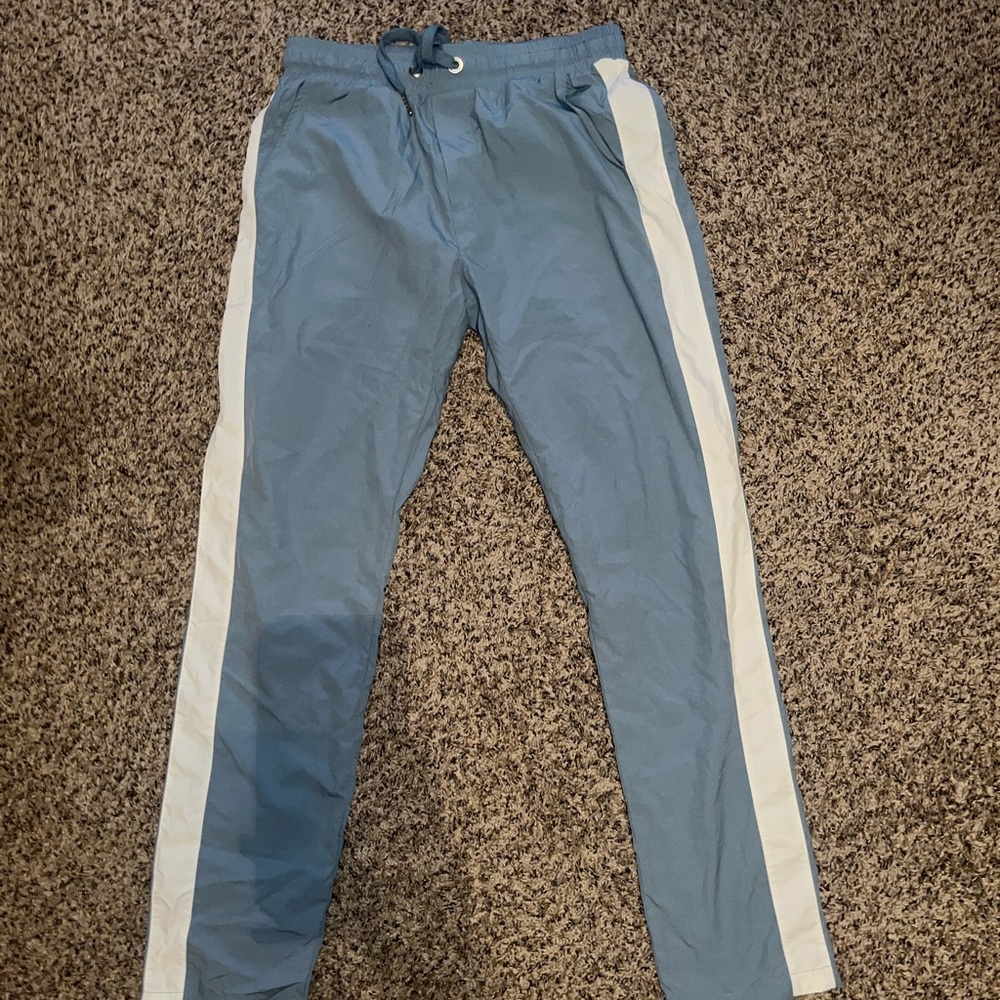 Boohooman blue and white jogger pants size small